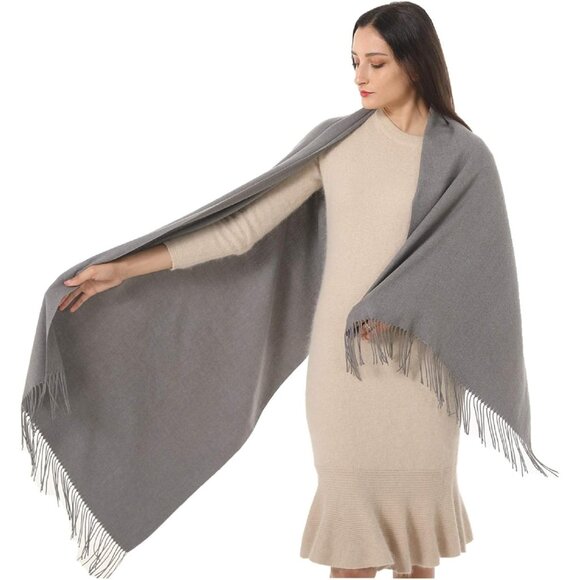 🆕 Women Grey Evening Dress Wedding Pashmina Shawls Winter Warm Silky Scarves - Picture 1 of 6